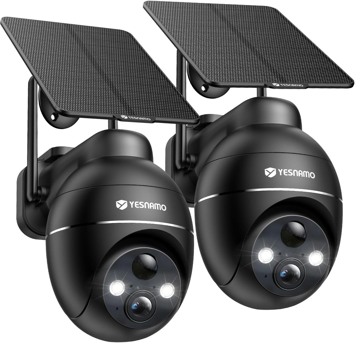 SnelShoppen - 2K Outdoor Wifi Camera Draadloos met Zonnepaneel (Zwart, Set van 2) - Beveiligingscamera voor Buiten, 100% Draadloos, 2.4G Wifi, Dubbele