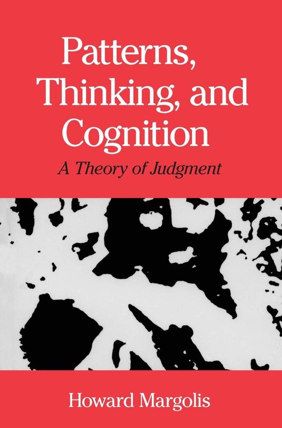 Boekomslag van 'Patterns, Thinking, and Cognition: A Theory of Judgment' door Howard Margolis. Rode achtergrond met witte tekst en een zwart-wit patroon.