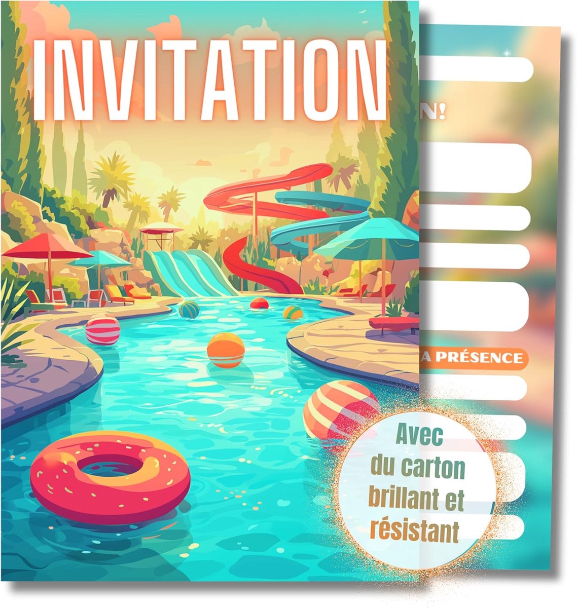 SnelShoppen - Pool Party Uitnodigingen - Verjaardagskaarten Kinderen - Set van 12 - DIN A6 - Feestuitnodigingen - Zomer Pool Party - Jongens en Meisje