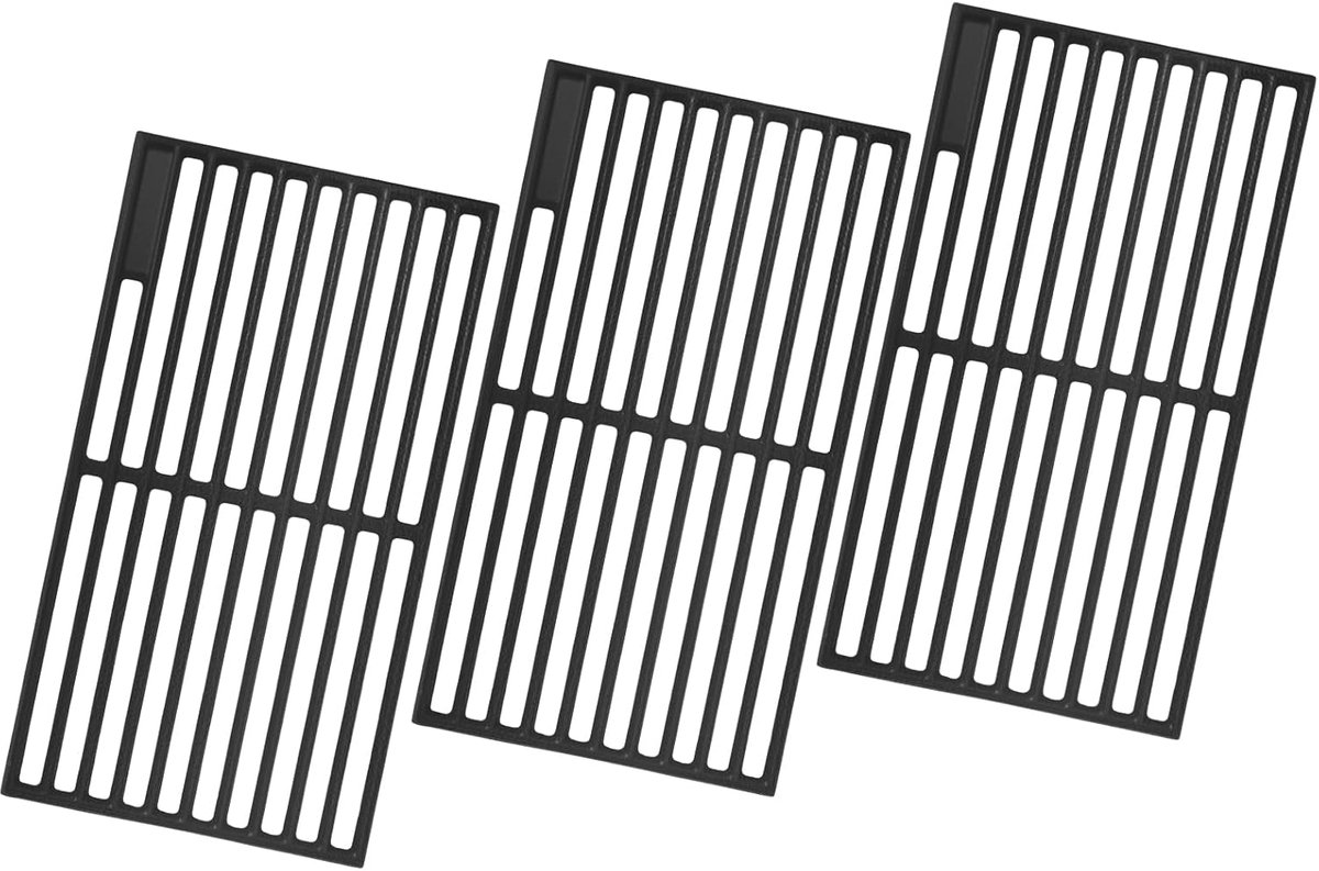 SnelShoppen - Gietijzeren Grillrooster 41,5 x 23,5 cm voor BBQ, Geschikt voor Diverse Gasgrills, 3 Stuks, Perfect voor Feest, Tuin en Camping