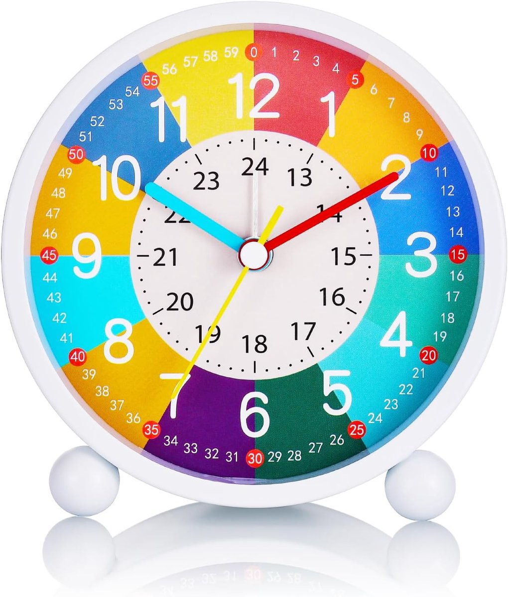 SnelShoppen - Kleurige Alarmklok voor Kinderen en Zware Slapers, Bedside Klok met Licht, 24-Uur Klok, Aanpasbare Helderheid, Betrouwbare Geheugenfunct