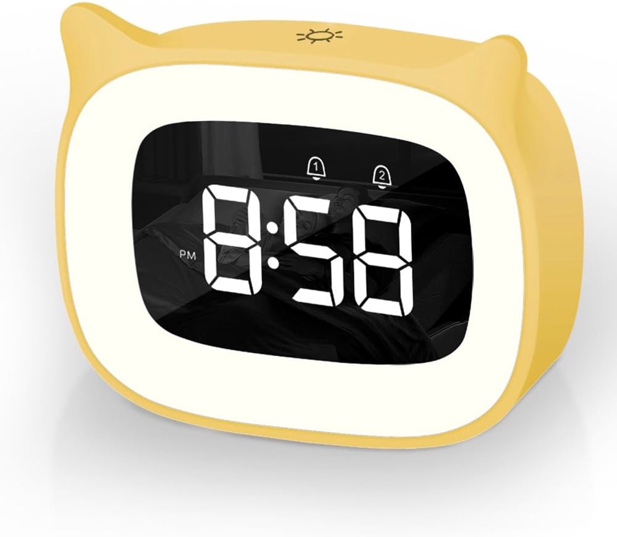 SnelShoppen - Kinderwekker, Educatieve Kinderwekker met Nachtlampje, Schattige Kat, Sluimerfunctie, Automatische Tijdweergave, 5 Kleuren, 18 Soorten M