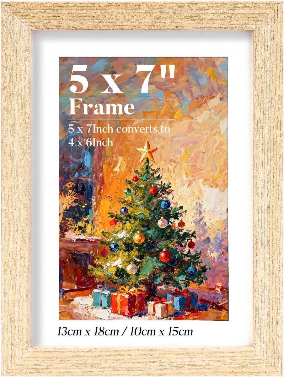 SnelShoppen - Houten Fotolijst 13x18 cm, Eiken Houten Fotolijst voor Familie, Landschap, Huisdier, Herinneringen, Trouwen, 1 Stuk