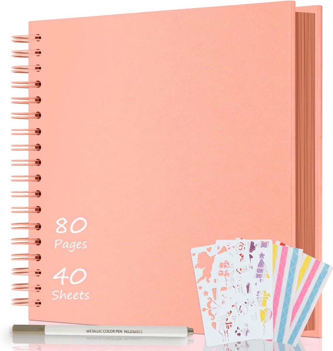 SnelShoppen - DIY Foto Album 24x24cm, Scrapbook 80 Pagina's, Hard Cover, Roze, Perfect voor Baby, Familie, Verjaardag, Bruiloft, Uniek Ontwerp