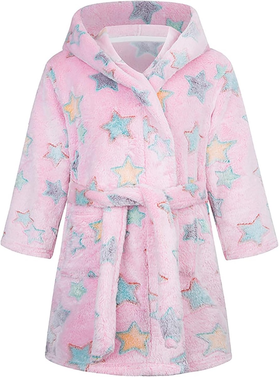 SnelShoppen - Unisex Kinder Badjas voor Jongens en Meisjes - Zachte Flanel Fleece Badjas voor Kinderen 1-12 Jaar - Ideaal voor Thuis, Zwembad, en Vaka