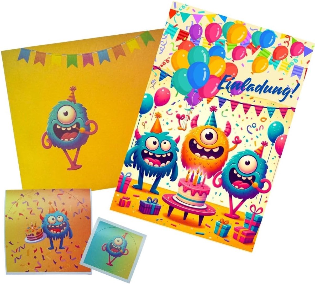 SnelShoppen - Kinderen Verjaardagsuitnodigingen Kaarten Set van 50, 10 Kaarten + 10 Enveloppen + 30 Stickers voor Feest, Versiering voor Jongens en Me
