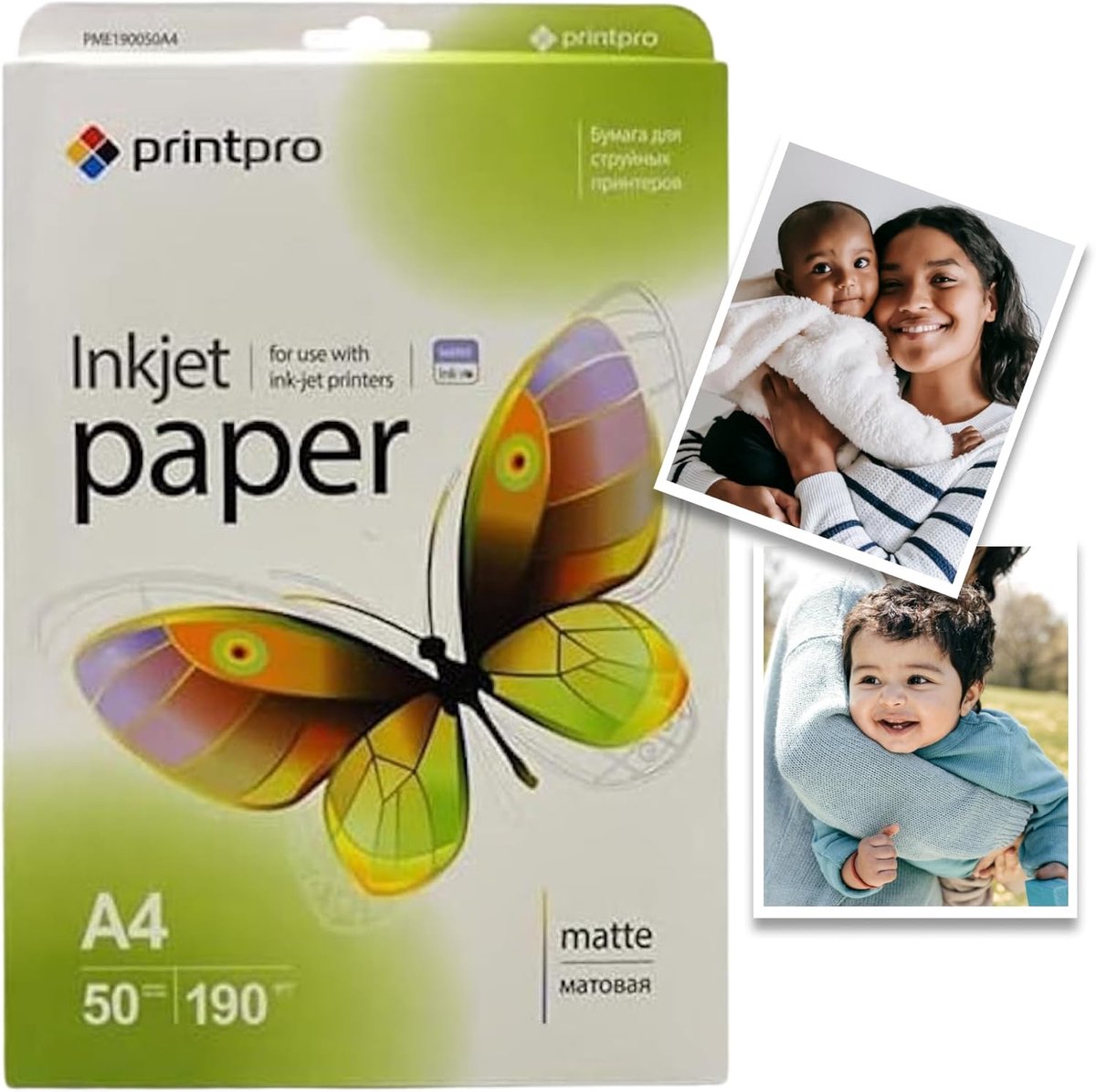 SnelShoppen - Photo Paper Printpro Matt A4 190g/m² - 50 Vellen Waterdicht, Direct Droog, Ideaal voor Schoolprojecten en Thuisgebruik