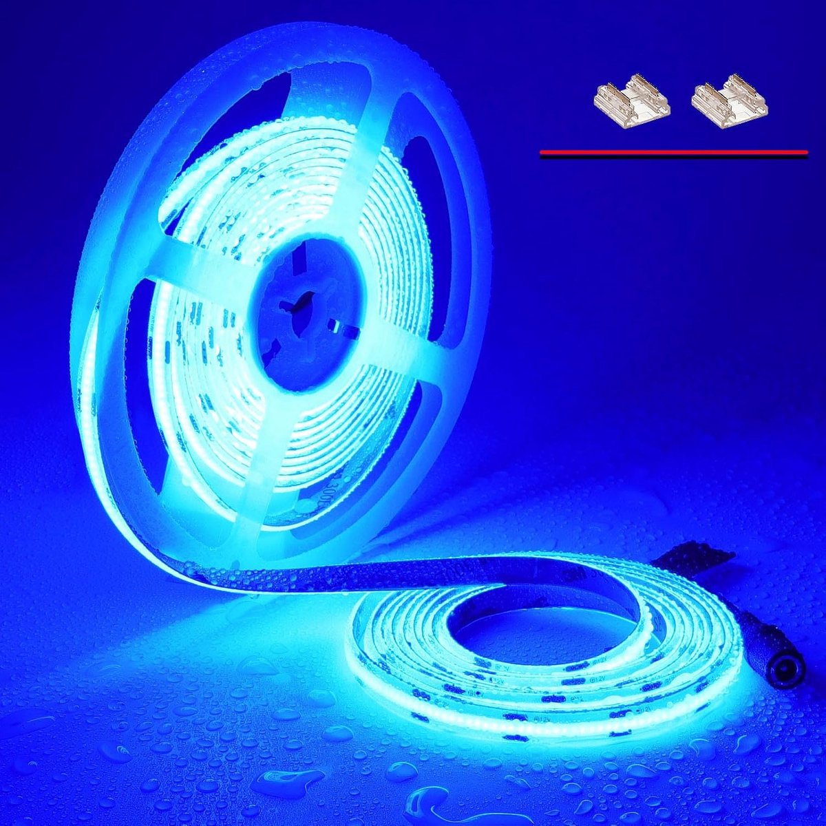 SnelShoppen - 12V COB LED Strip 5M Waterproof IP65 Blauw 480LEDs/M Dimmable Energiezuinig Voor Binnen/Buiten Keuken, Badkamer, Tuin, DIY Decoratie