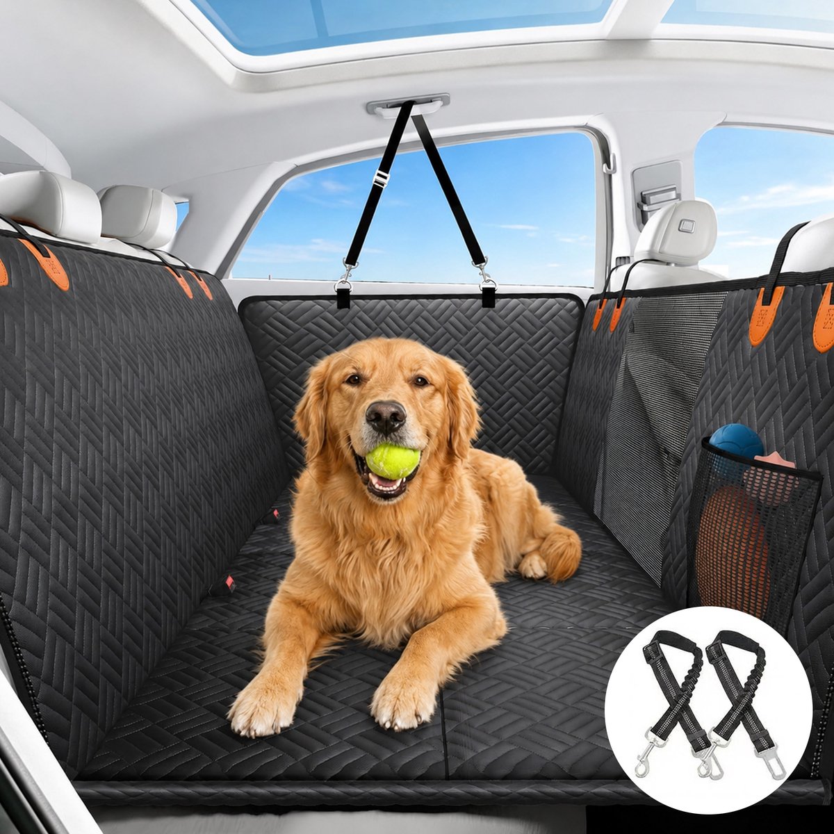 DOWO Hondendeken Auto Achterbank - Met Harde Bodem - Verstevigd - Hondenkleed Auto Achterbank - Autodeken Hond Achterbank - 130 x 61 cm
