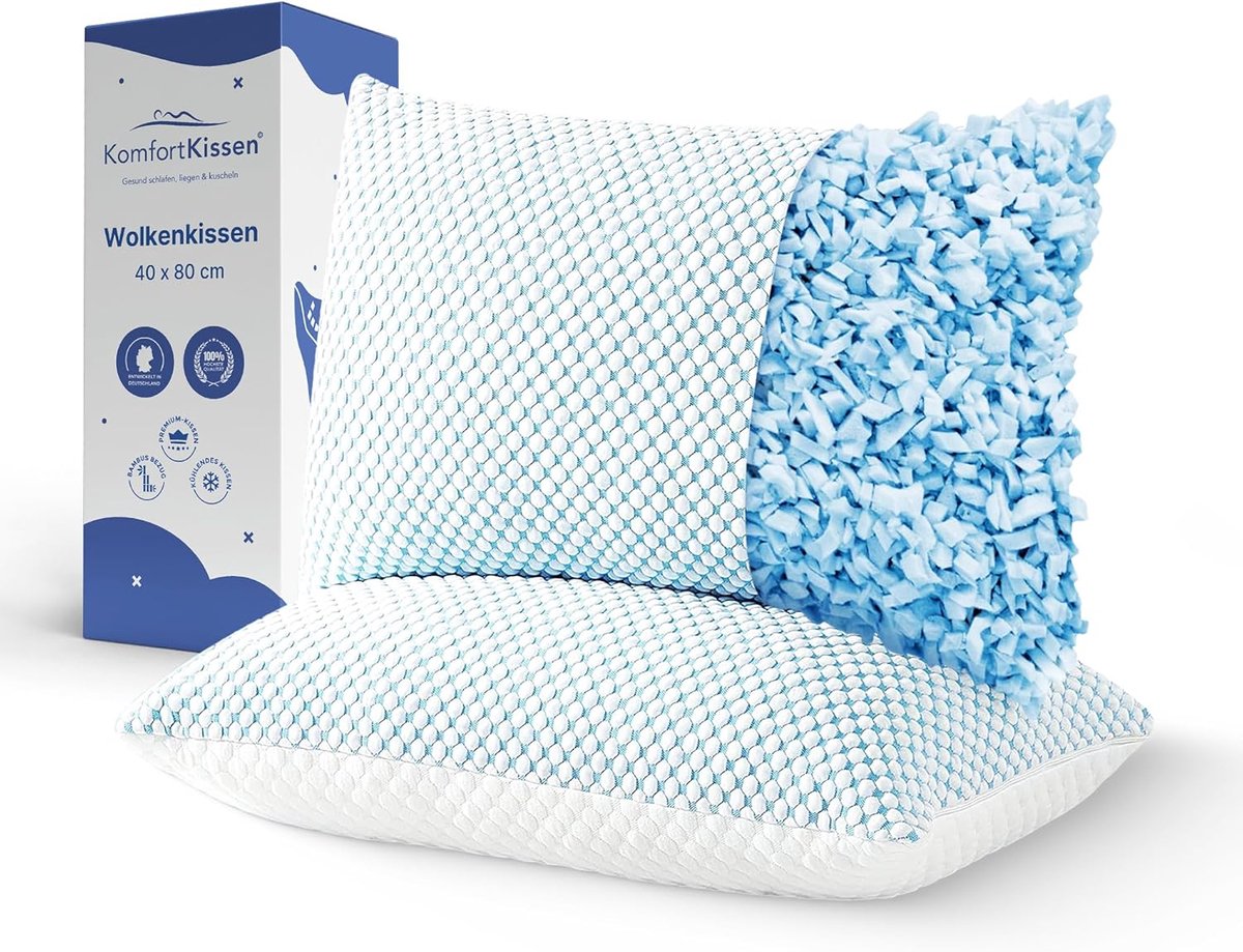 SnelShoppen - Ergonomisch Kussen 70x50 2-pack – Memory Foam Slaapkussens met Koelgel voor Rug-, Zij- en Buikslapers – Comfortabele Ondersteuning voor