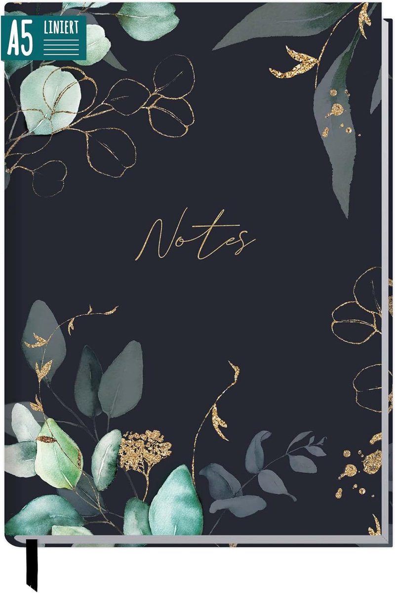 Thijox - A5 Notitieboek Gelineerd 'Moonlight Blossoms' | Dagboek, Ideeënboek, Schrijfboek, 124 Pagina’s, Flexibele Stevige Kaft, Perfect voor School e