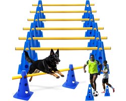 Thijox - Cavaletti Agility Set van 6 Sporthürden voor Honden met 12 Kegels van 32 cm en 6 Stangen van 80 cm - Behendigheidstrainingsset voor Honden, K