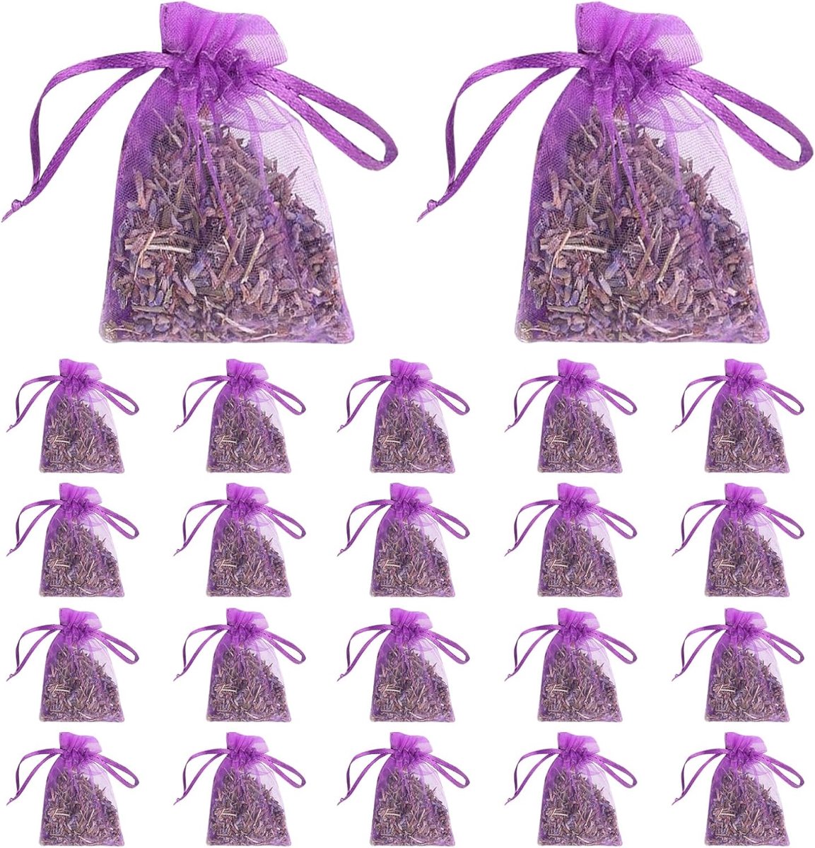 Thijox - 22 Stuks Natuurlijke Lavendelzakjes - Geurverfrisser Voor Kledingkast, Laden, Kasten en Slaapkamer - Gedroogde Lavendelbloemen - Ontspanning