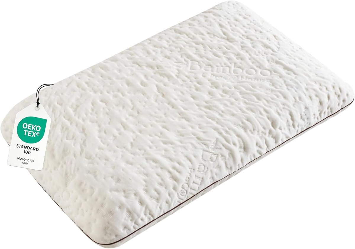 Thijox - Traagschuim Hoofdkussen 70x40x15 cm - Ergonomisch Neksteunkussen met Bamboe Kussensloop - Ademend en Hypoallergeen voor Rug-, Buik- en Zijsla