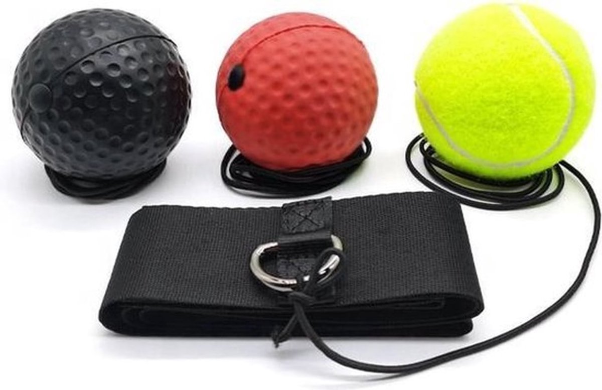 Box Reflexbal / Hoofdreflexbal / Hoofdband / Training / Mini Punch Thuistrainer Boksen Kickboks / Boksen / Reflextrainer / 3 Ballen / Vechtsport / Reactiesnelheid / Hand-Oogcoördinatie / Fitness / Reflexbal