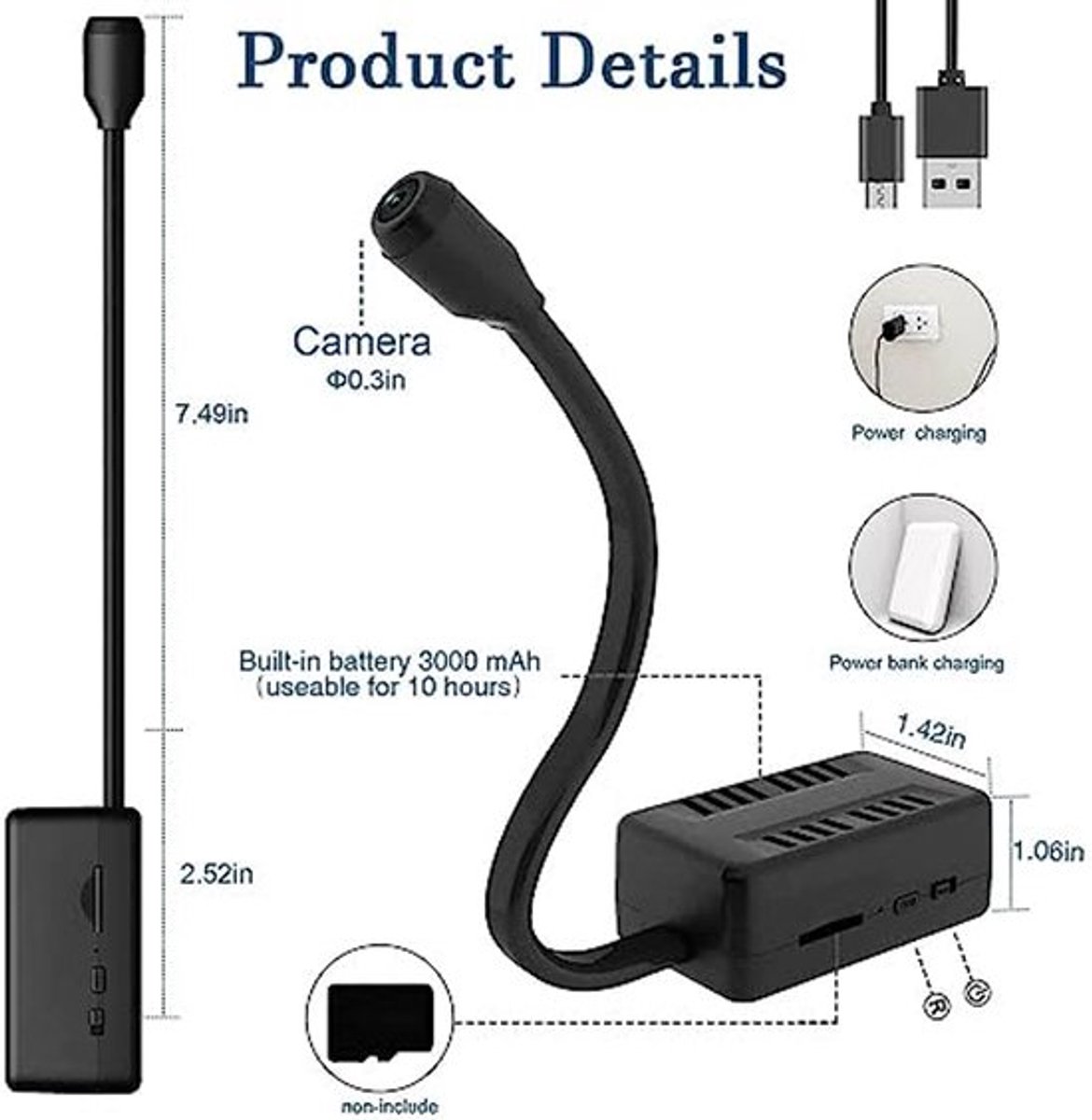 Verborgen camera, HD 1080P WIFI draadloze mini spionagecamera met bewegingsdetectie, nachtzicht, opname en batterij, video bewakingscamera voor binnenbeveiliging thuis