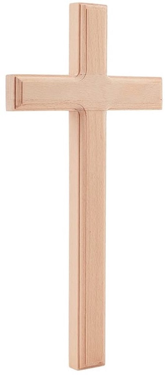 Houten wandkruis 31 x 15 cm Handgemaakt houten hangend kruis Handgebedskruis Kerk hangend ornament voor paasfeest Huis Woonkamer Wanddecoratie Beige