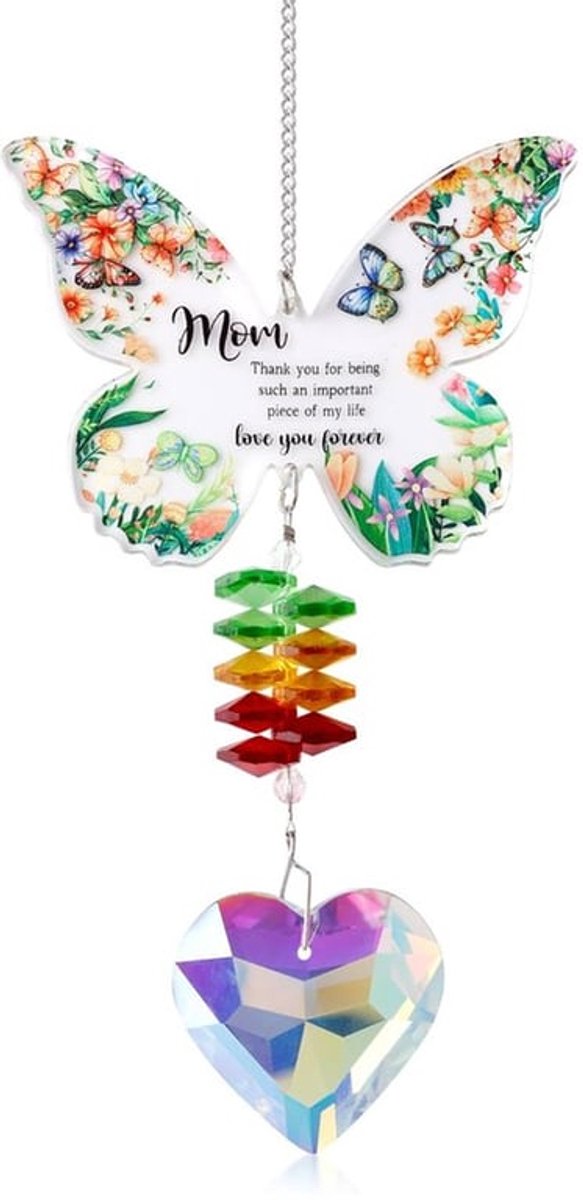 Kristallen zonnevangers, lichtvangerornament met hartverwarmende woorden, raamdecoratie, ideaal cadeau voor vrouwen (cadeau voor gepensioneerde moeders)
