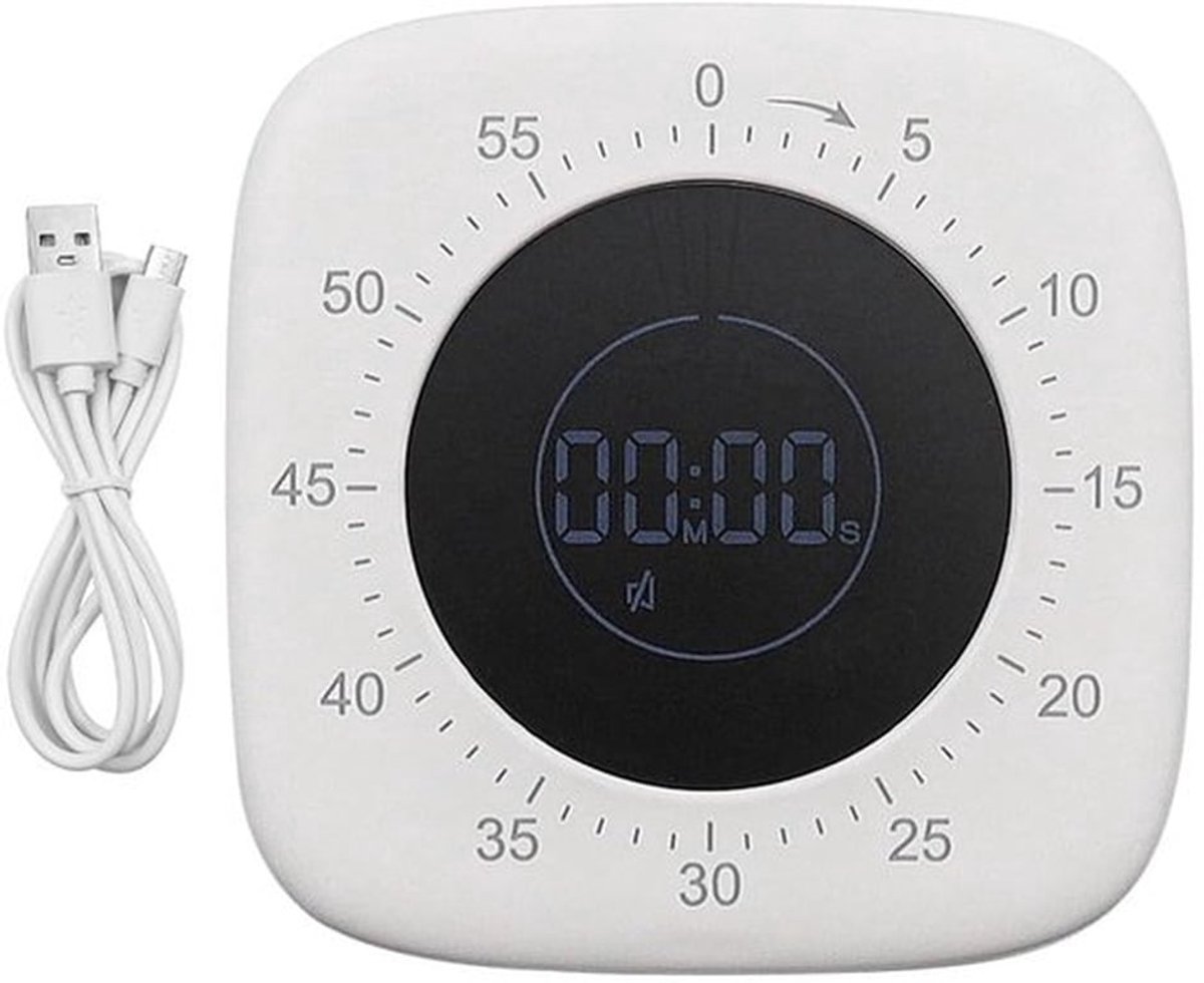Digitale Visual Timer USB Oplaadbaar 60 Minuten Afteltimer voor Peuters Studie Keuken Kantoor Koken