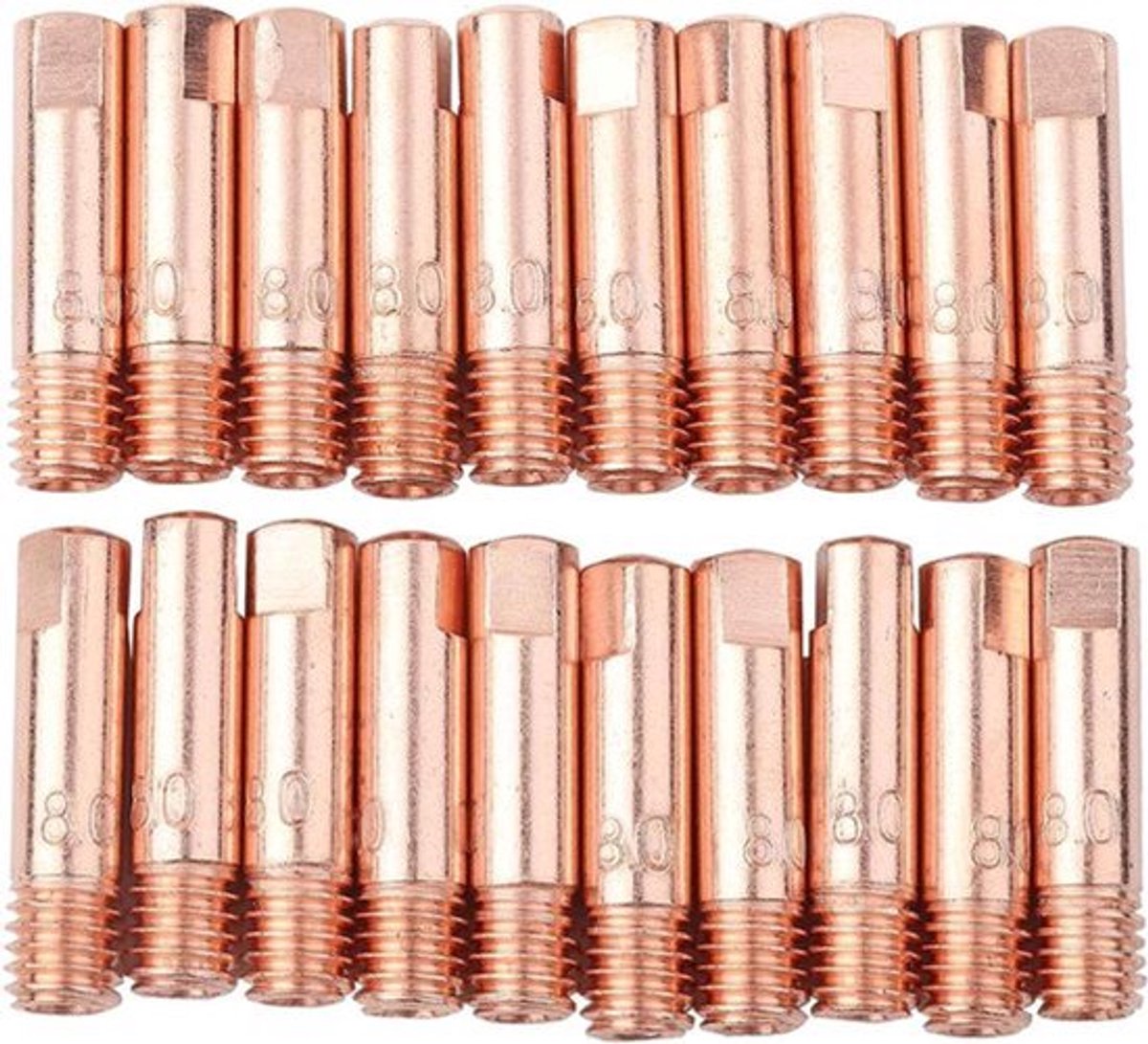 20 Stuks Koperen Contactpunt voor 15AK MIG/MAG-lastoorts 08/10 Mm - MIG-lastoortsverbruiksartikelen | Kopermateriaal - (sreqhvaxgb-01)