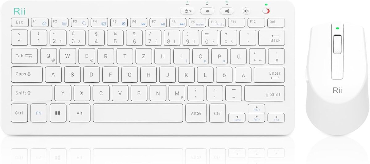 SnelShoppen - Draadloze Keyboard en Muis Set 2.4G Compact QWERTZ Toetsenbord met Muis voor Laptop, PC en Smart TV, Wit, Ideaal voor Thuis en Kantoor