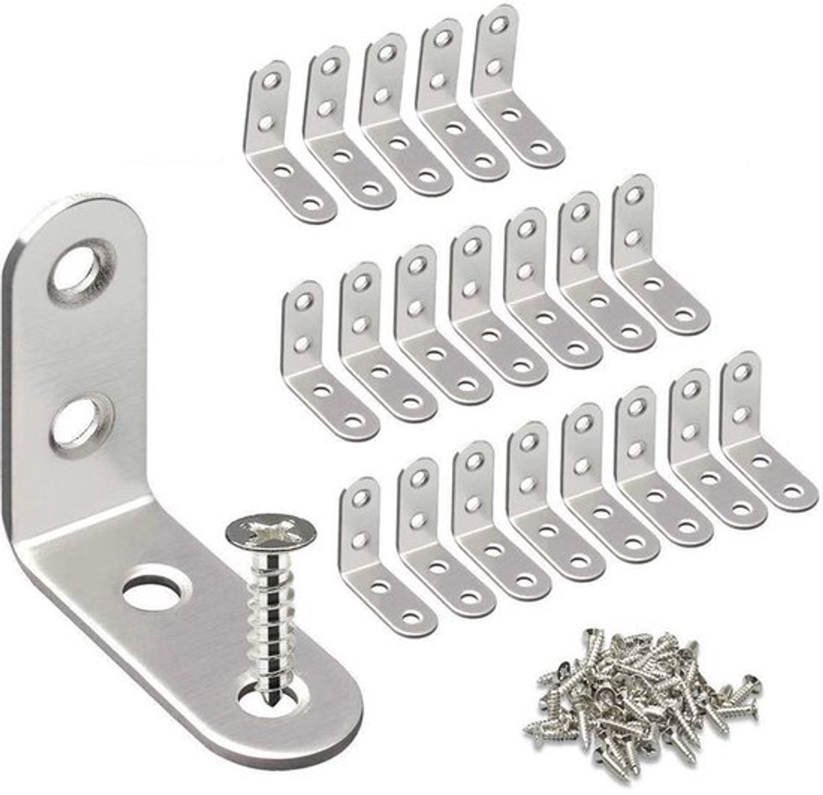 20 Stuks Hoekbeugels, 90 Graden Rechte Hoek Beugels Bevestiger L Vorm Hoekbeugels met 80 stuks M4 Schroeven - 40mm x 40mm