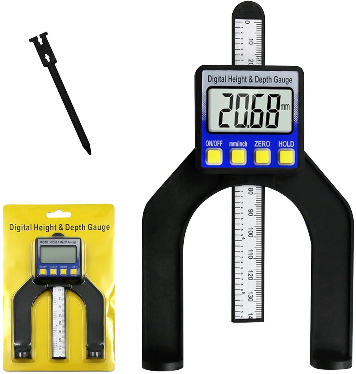 SnelShoppen - Digitale Dieptemeter Altimeter 0-80mm - Hoogte Gauge voor Houtbewerking en Mechanische Techniek - Duurzaam Plastic met Magneet