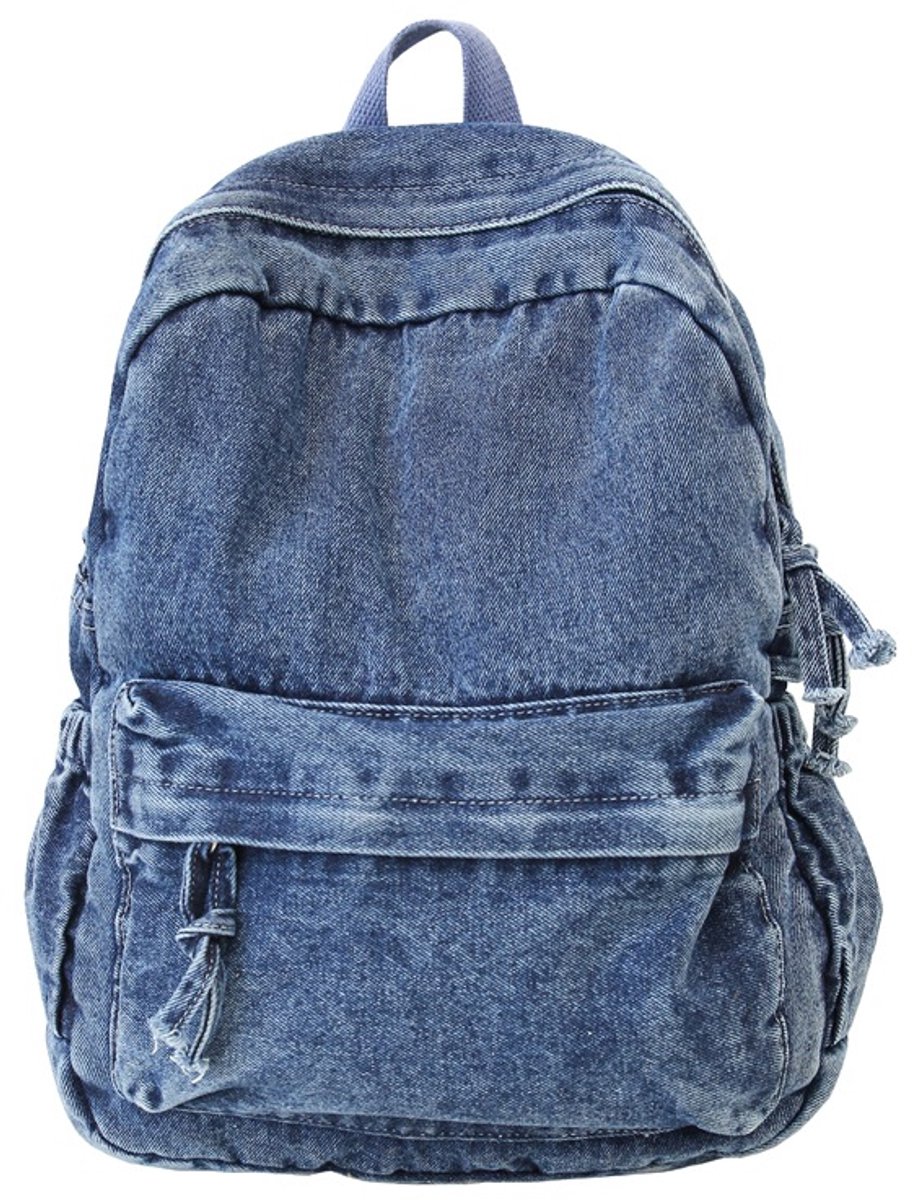 Denim Rugzak - Robuuste Dagrugzak voor School en Werk - Stijlvolle Jeansstof Backpack voor Dames en Heren - Lichtgewicht en Duurzame Tas - Blauw
