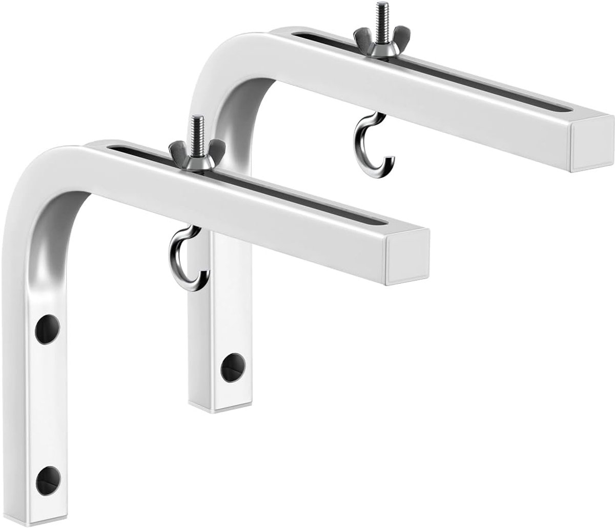 SnelShoppen - Universele Projectiescherm Bevestiging - Wandmontage L Beugels met 6 Inch Verstelbare Haakjes voor Projectiescherm - Wit, Ideaal voor Fe