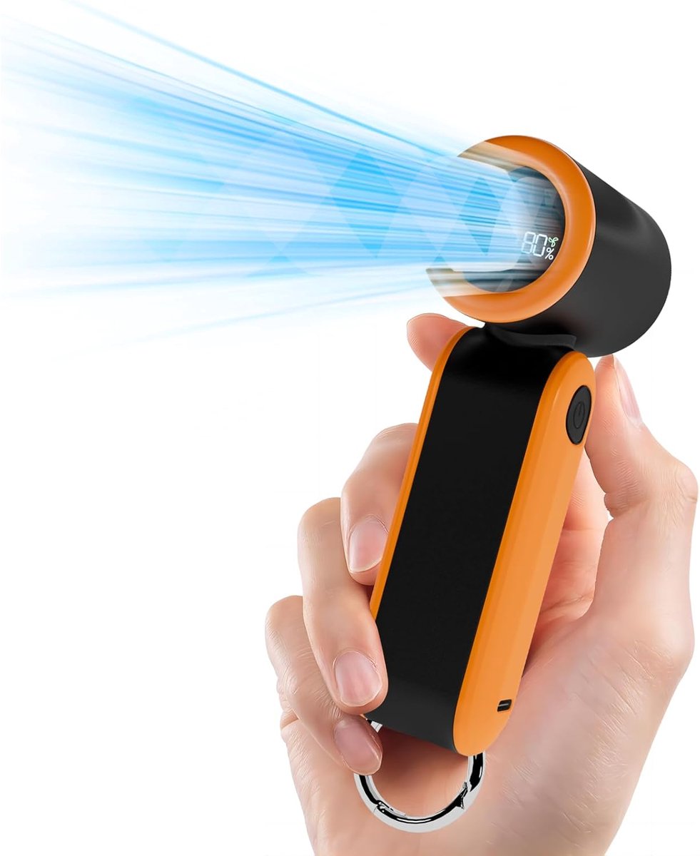 SnelShoppen - Handheld Turbo Fan Mini Ventilator, 3000mAh Oplaadbare USB-C Persoonlijke Ventilator, 17400RPM met Haak, 5 Snelheden voor Camping, Winke