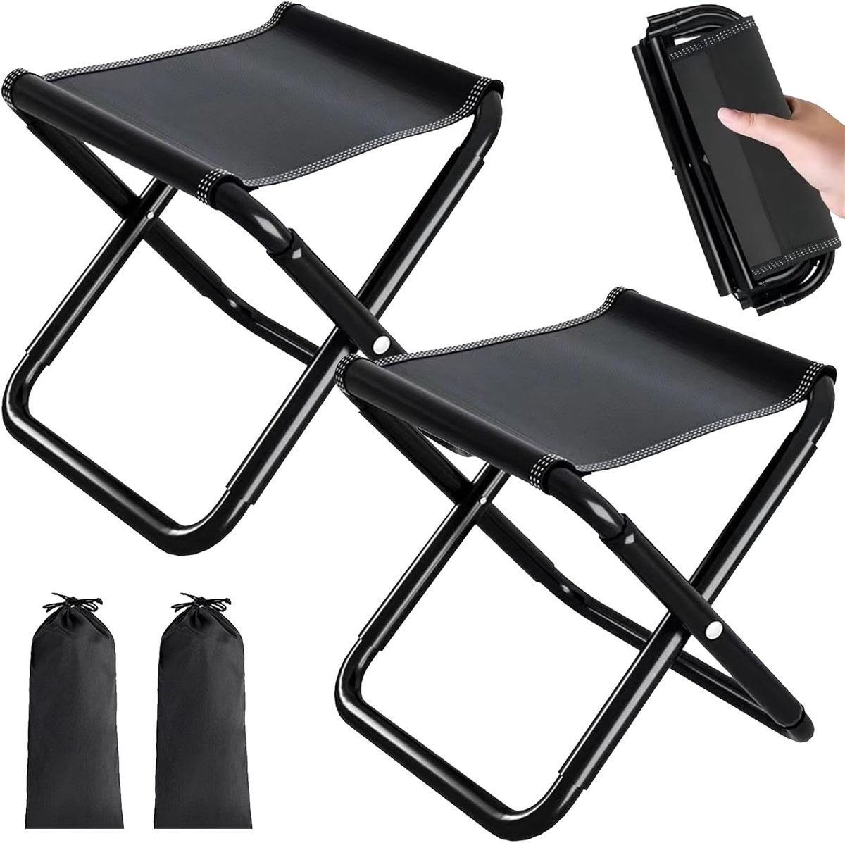 SnelShoppen - 2x Opvouwbare Mini Stoel 30 cm - Lichtgewicht Campingstoel - Ideaal voor Outdoor, Hiking, Vissen, Tuin, Feest - Compact & Draagbaar