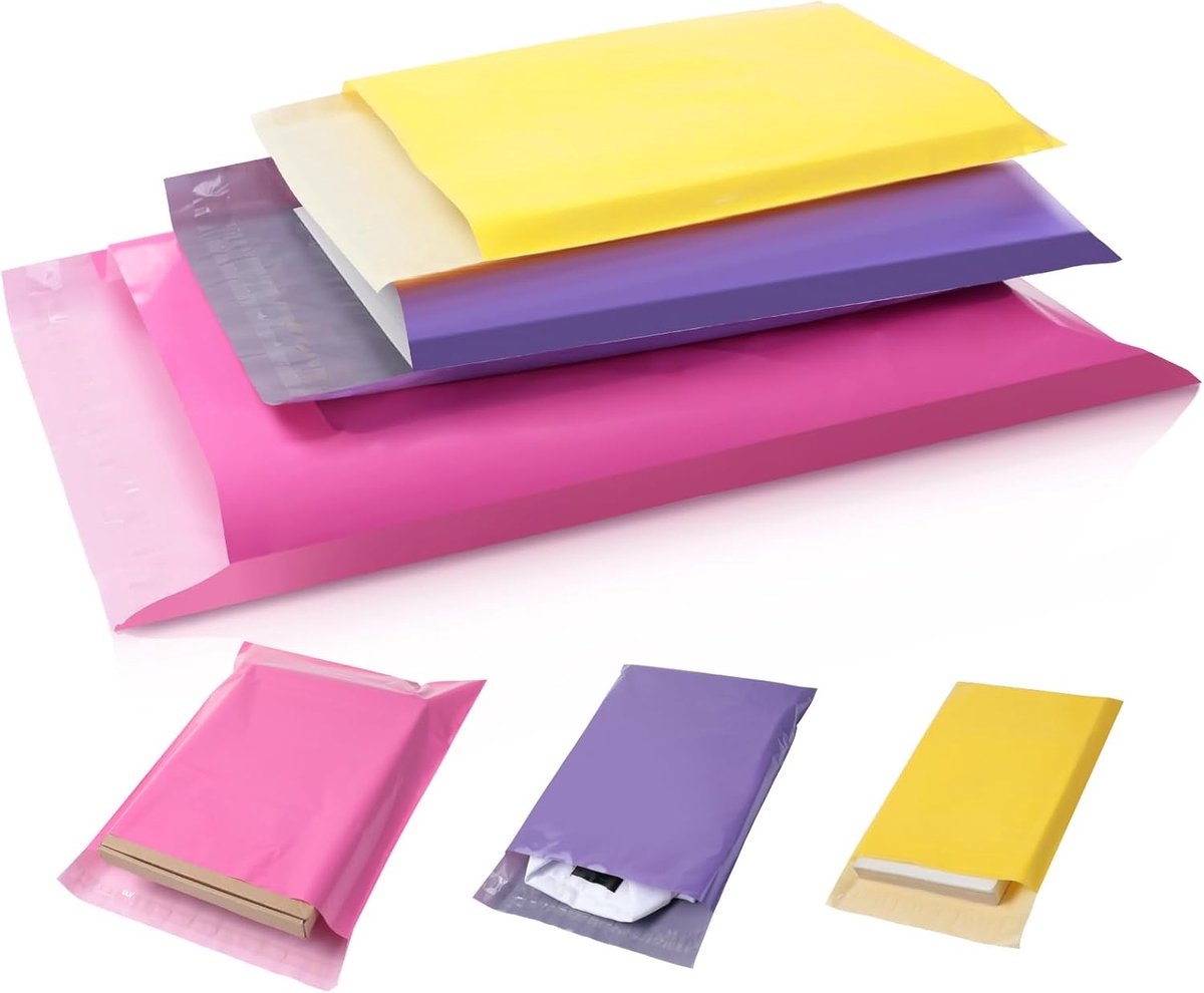 SnelShoppen - 30 Stuks Plastic Verzendzakken voor Kleding, Verpakkingszakken 3 Maten, Hoogwaardige Polyethyleen, 35x45cm, 25x35cm, 30x20cm, Kleur: Roz
