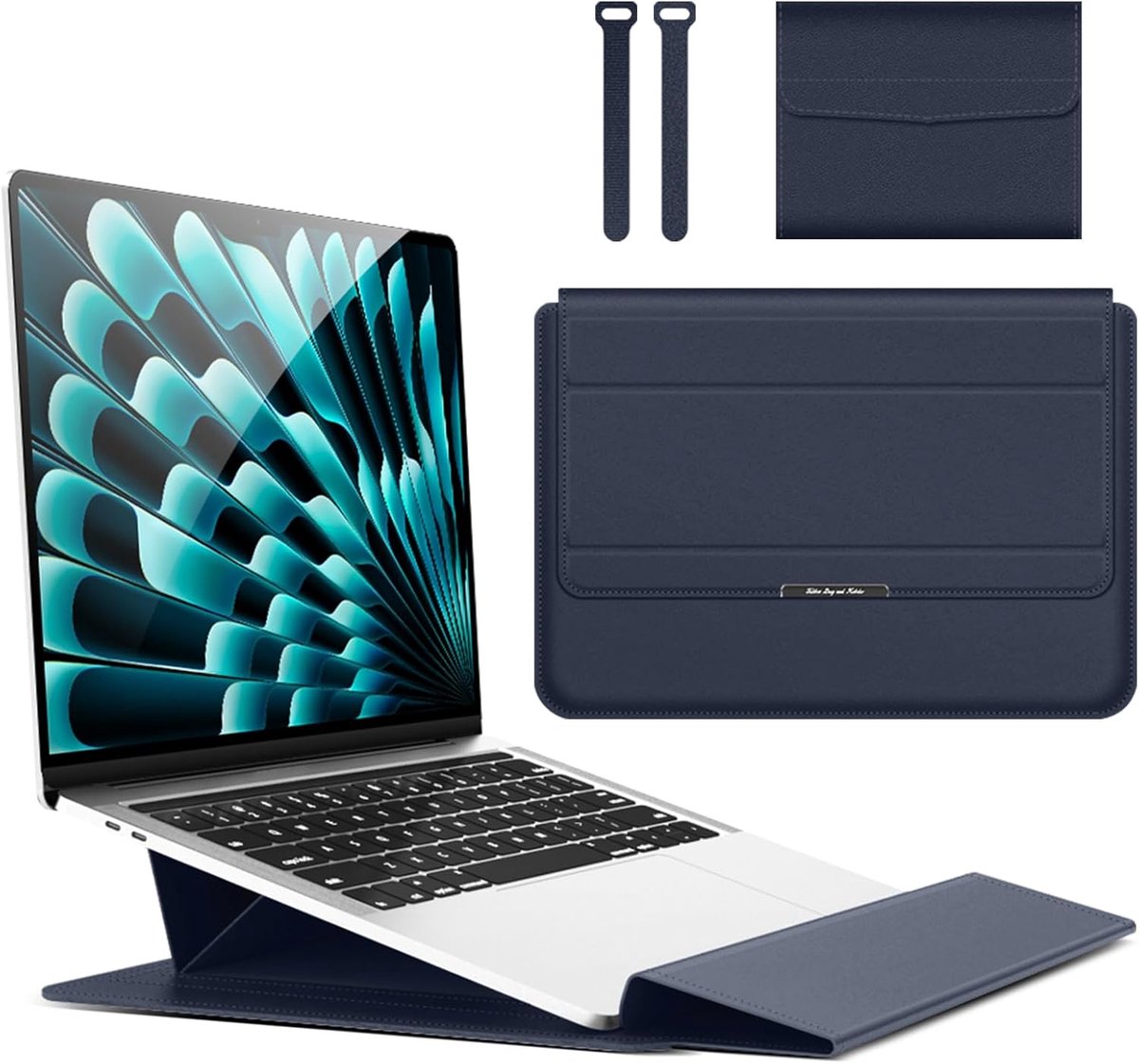 SnelShoppen - 13 14 Inch Laptop Sleeve voor MacBook Air en Pro, Verstelbare Stand Sleeve Pouch, Blauw, Geschikt voor 2010-2026 Modellen, Ideaal voor S