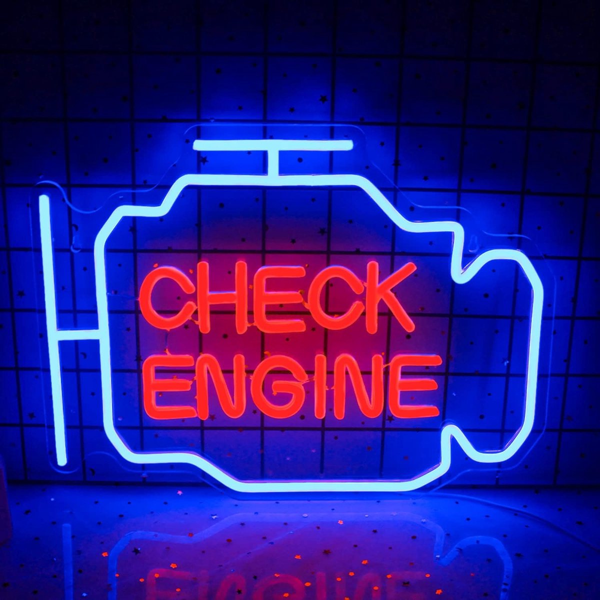 SnelShoppen - Neon Sign Check Engine Licht voor Wanddecoratie, Automatisch Verlichte Neon Licht voor Pub, Thuis, Tienerkamer, Reparatiewerkplaats, Clu