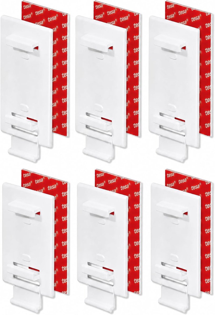 SnelShoppen - Adhesive Holder 6 Stuks Lang voor Klemmfix Dubbele Rolgordijn - Geen Boren Verplicht - Vervangingsonderdeel voor Bevestiging - Geschikt
