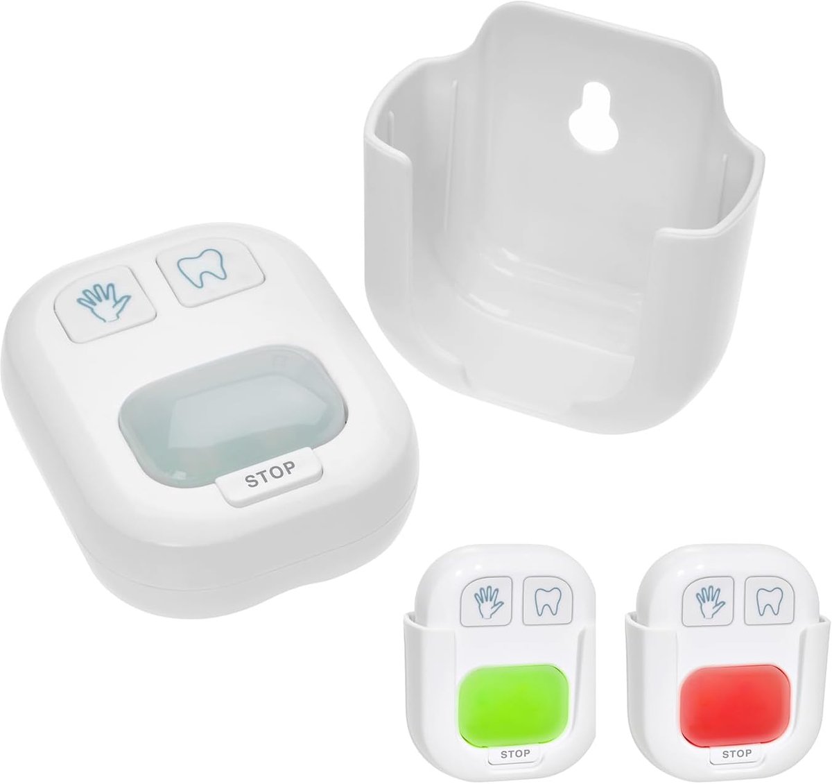 SnelShoppen - Digitale Timer voor Tandenpoetsen en Handen Wassen, LED Kleur Signaal, Eenvoudige Bediening, Geschikt voor Kinderen en Volwassenen, Wit