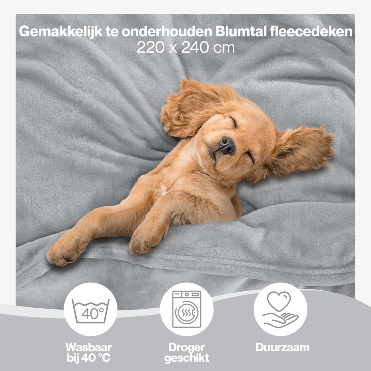SnelShoppen - Fleece Deken 220x240 cm - Zachte Microvezel Plaid, Ideaal voor Sofa, Bed, Picknicks en Buitenactiviteiten - Grijs