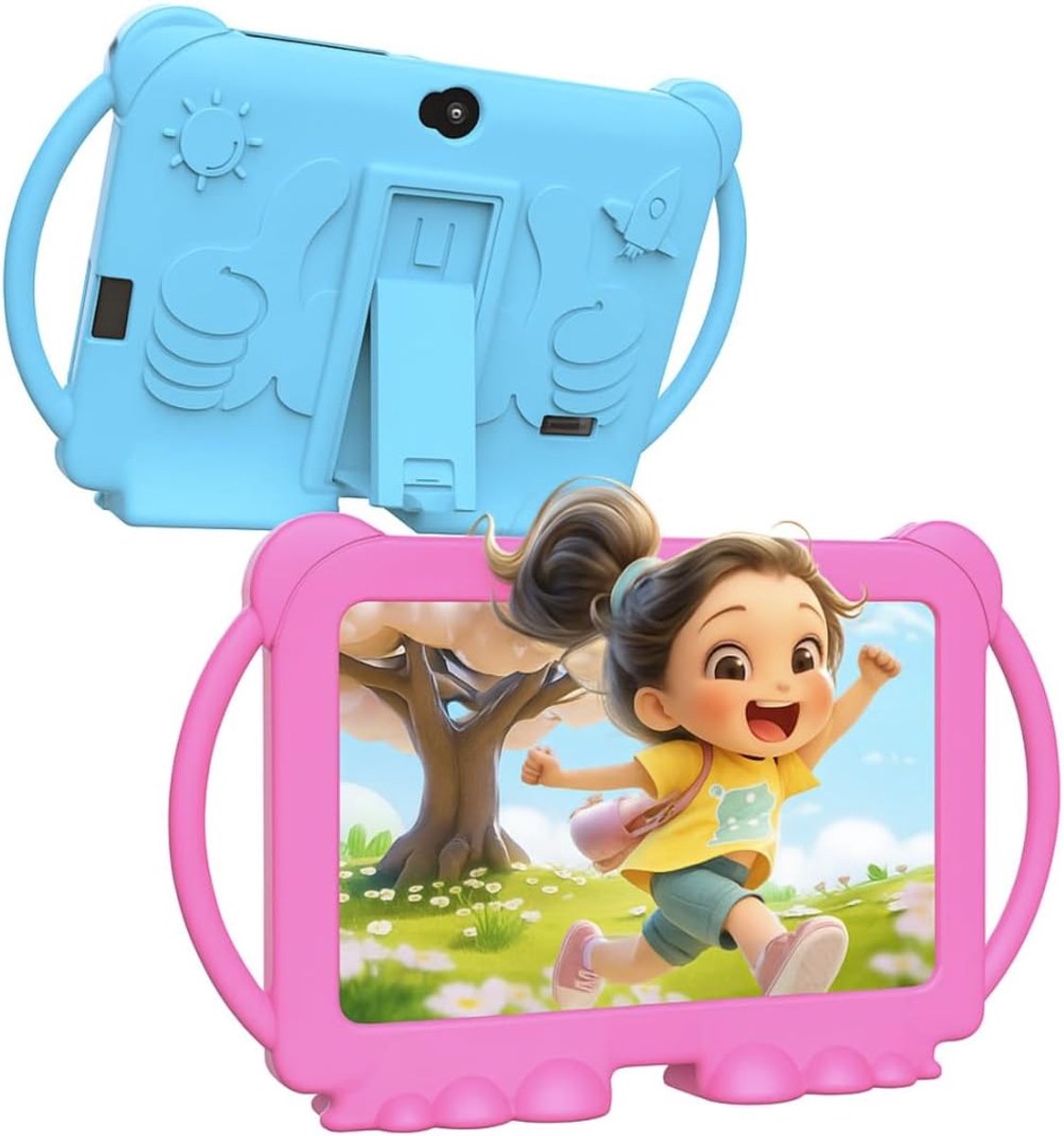 SnelShoppen - Kids Tablet 7 Inch voor Kinderen van 3 Jaar en Ouder, Android 14, 4GB RAM, 32GB Geheugen, Onderwijs Tablet met Ouderlijk Toezicht, Schok