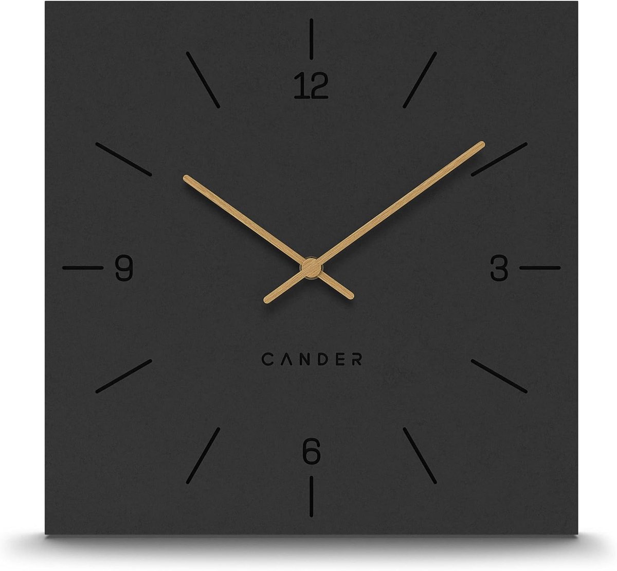 Thijox - Wandklok 30 cm vierkant MDF zonder tikkende geluiden vintage stijl met zwarte houten wijzers voor woonkamer en interieur