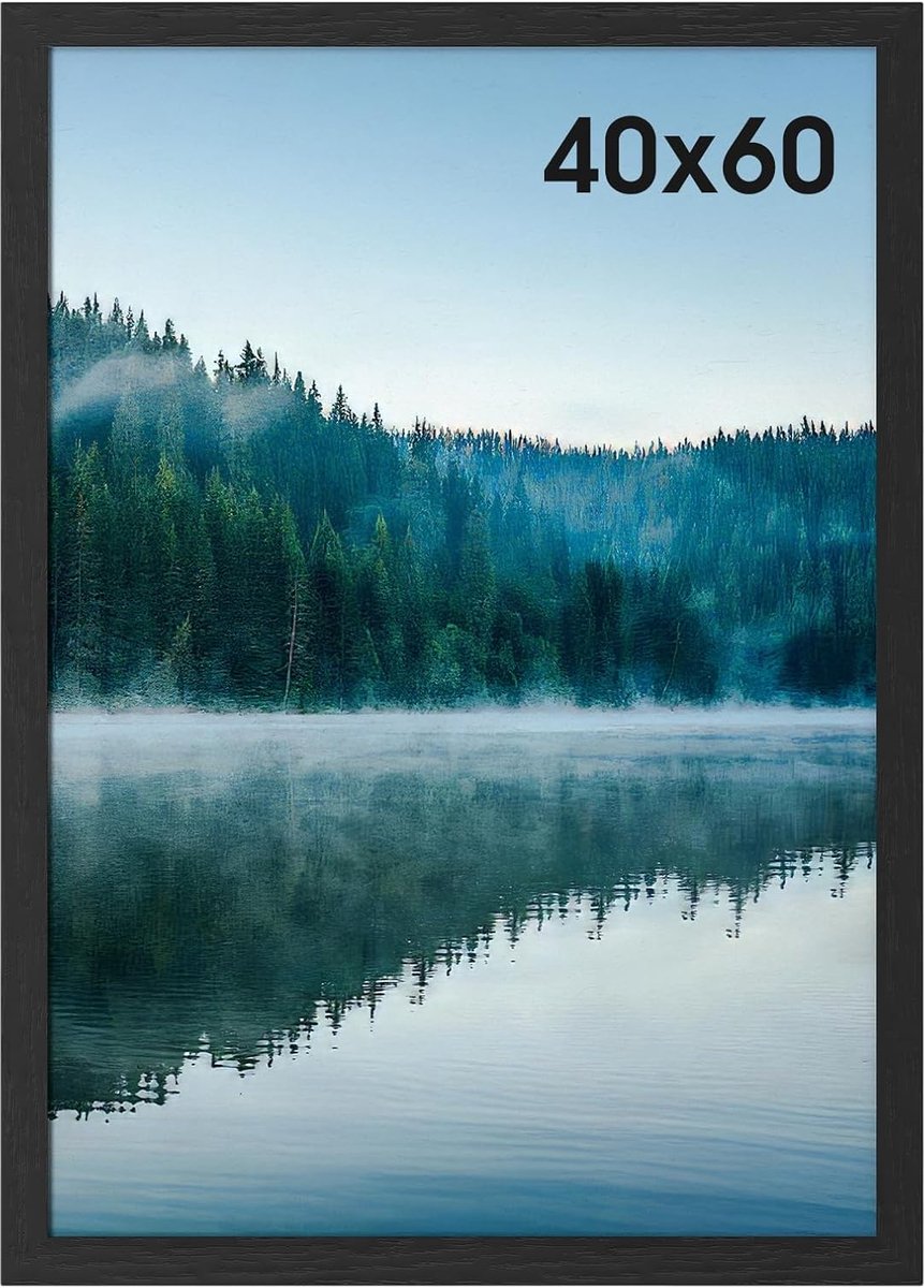 SnelShoppen - Fotolijst 40 x 60 cm - Zwarte Houten Lijst met Staand en Muur Bevestiging - Ideaal voor Foto's, Afbeeldingen en Posters
