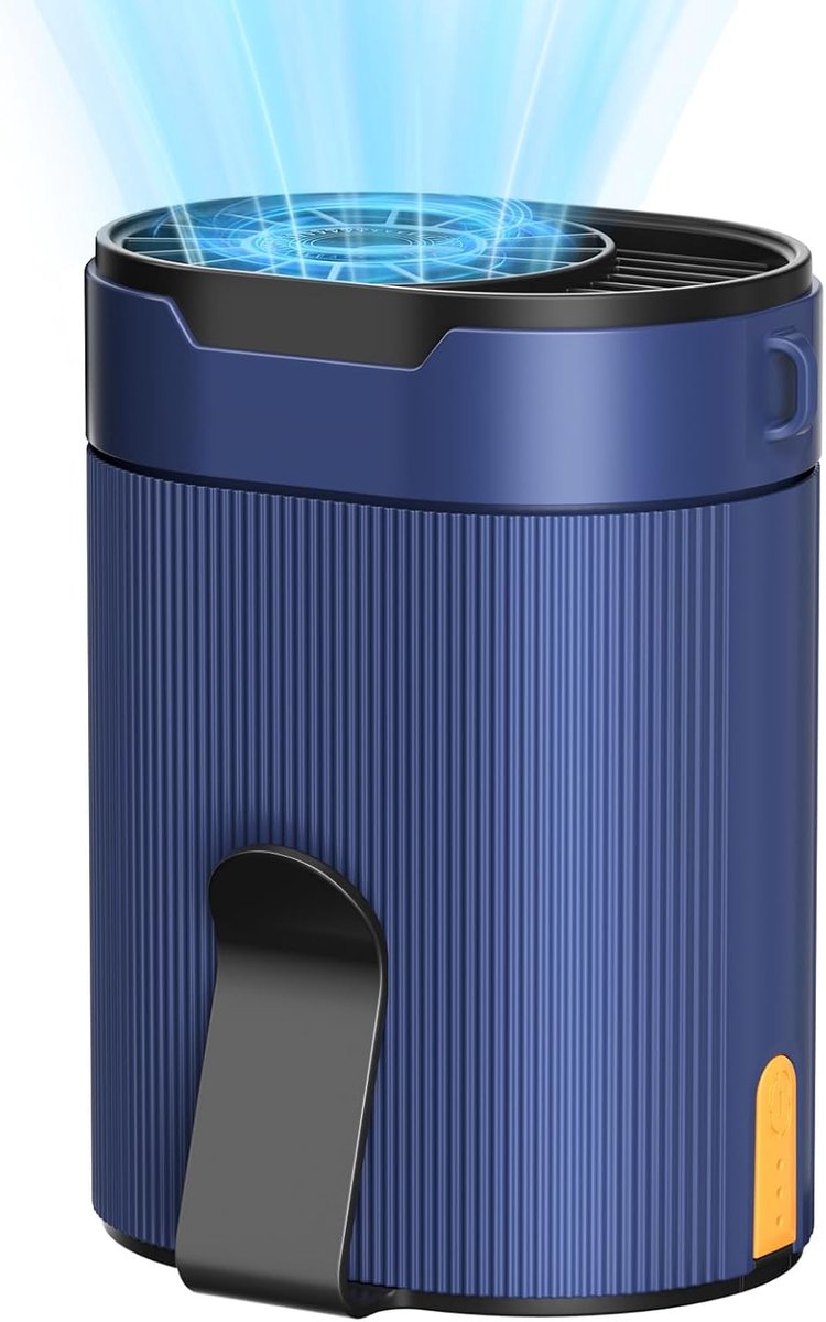 SnelShoppen - Draagbare Ventilator met Accu, Kleine T-shirt Ventilator met Clip, Oplaadbare Tailleventilator, Turbo Riemventilator met Ophangkoord, 4