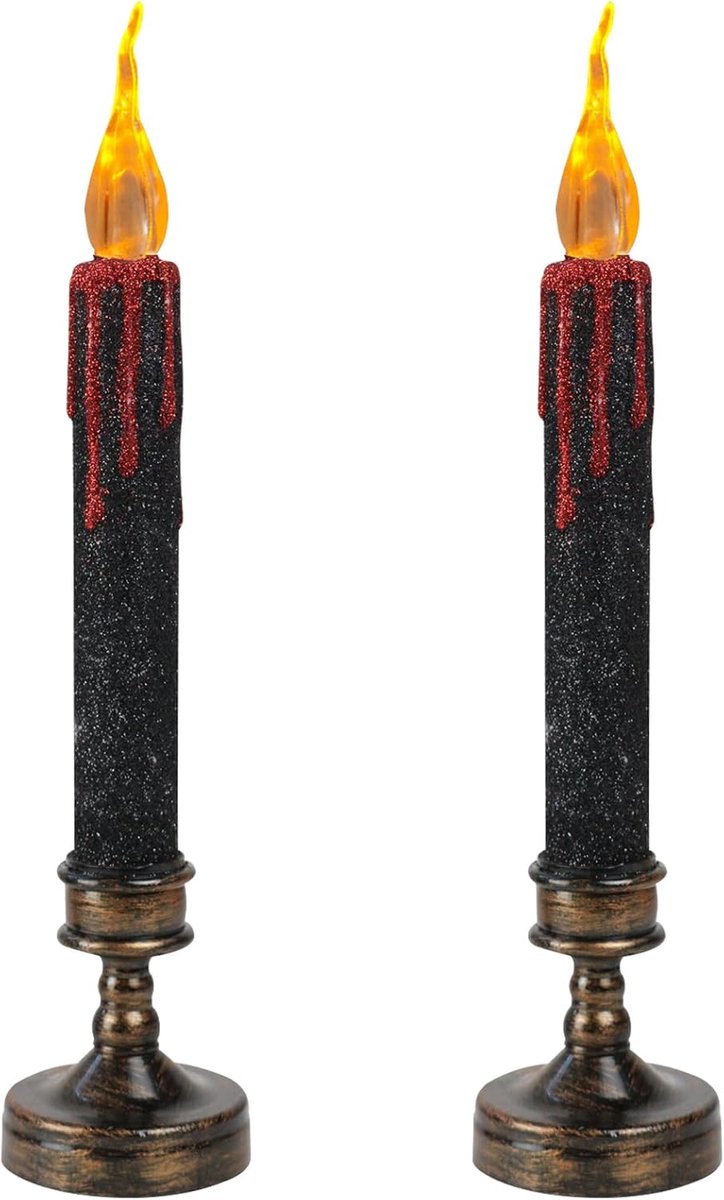 Thijox - LED Kaarsen Set van 2 - Bloeddruipende Vlamloze Halloween Kaarsen - Batterij Aangedreven Decoratie voor Binnen en Buiten - Perfect voor Feest