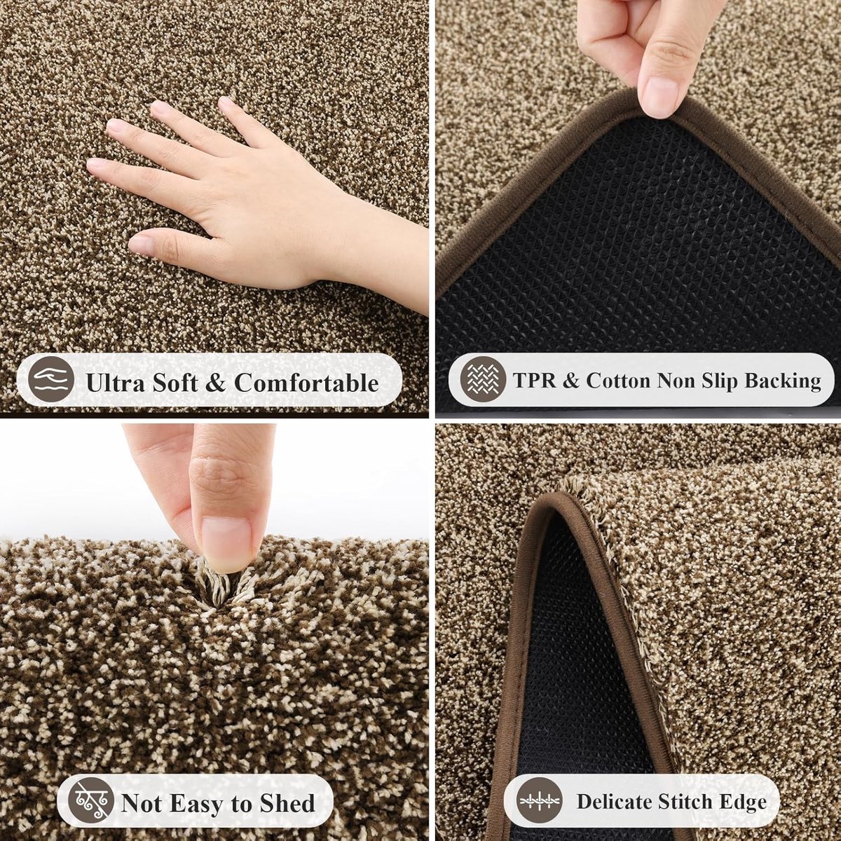 SnelShoppen - Non-slip Tapijt Loper 80x200cm, Super Waterabsorberend Polyester Vloermat voor Hal, Entree en Gang, Khaki, Machinewasbaar, Duurzaam