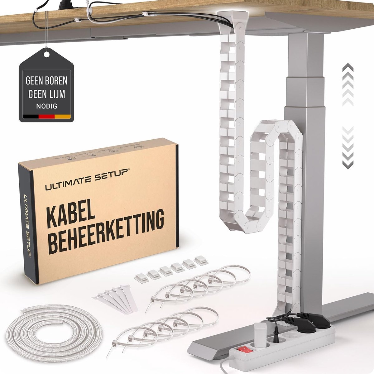 SnelShoppen - Flexibele Kabelslang - Kabelmanagement Onder Bureau - Kabelgoot Bureau - Kabelorganizer - Ideaal voor Zit-Sta Bureau - Wit
