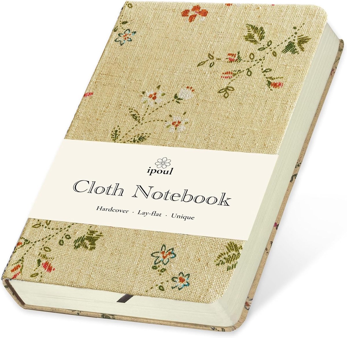 SnelShoppen - Pocket Notebook A6 10x15cm Floral Linen Diary Hardcover Ruled & Unlined Sketchbook Apricot Compact Notitieboek voor Ideeën en Schetsen