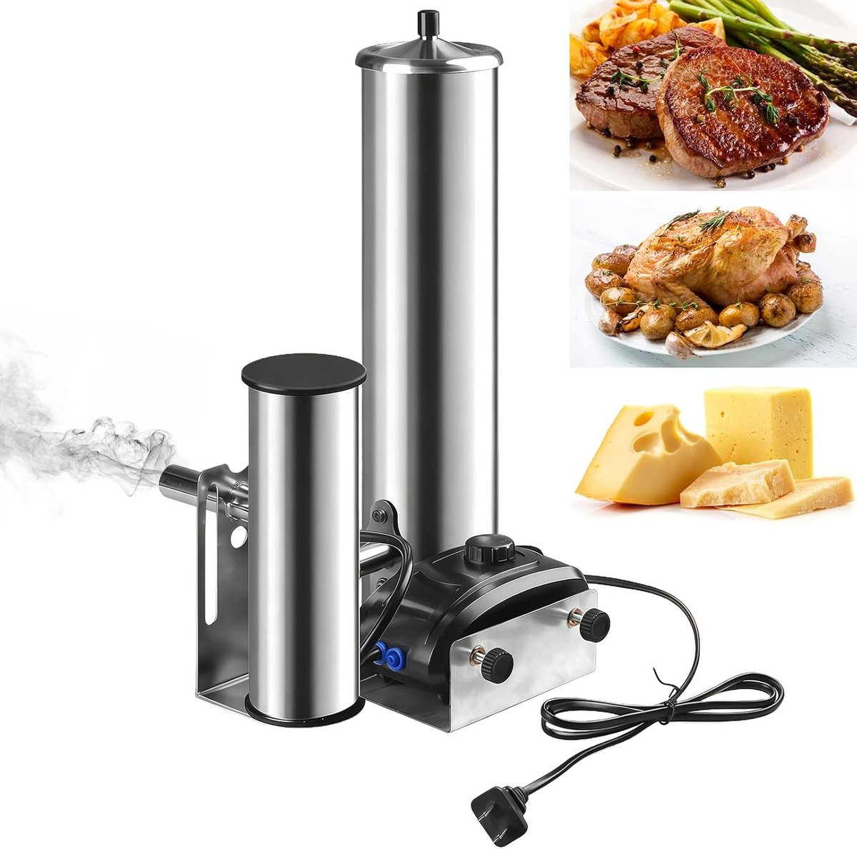 SnelShoppen - RVS Cold Smoke Generator - Elektrische Rookgenerator met Pomp - Draagbare Smoker voor Vlees, BBQ, Tuin en Camping - Schoon en Gezond Rok