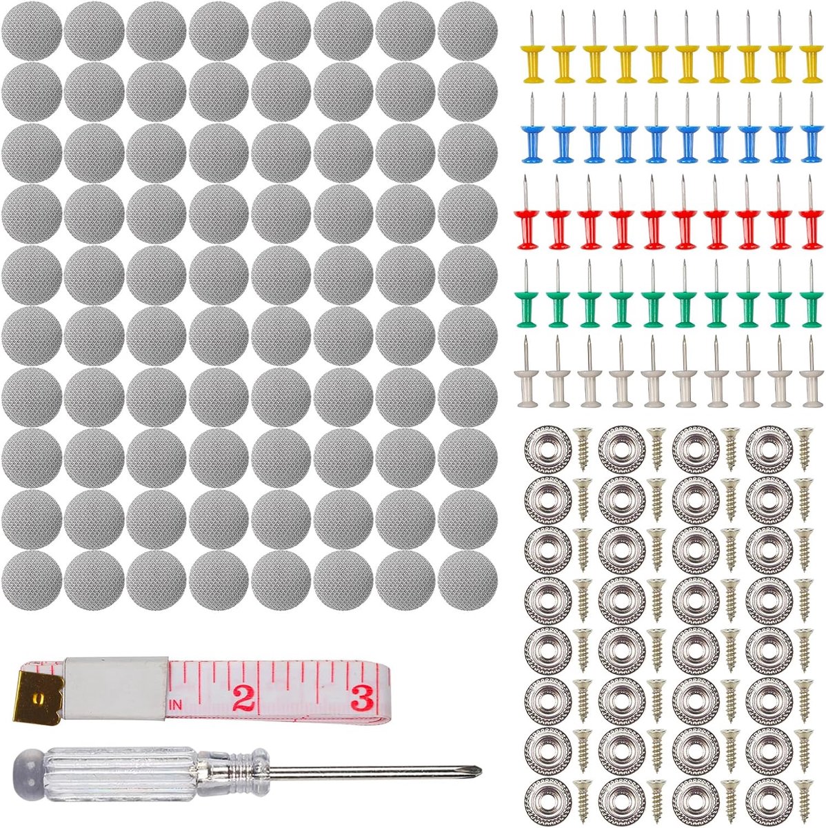 SnelShoppen - 80pcs Auto Dak Reparatie Kit, Universele Dak Knoppen, Rivetten, Kleurige Pins, Schroevendraaier en Meetlint voor Zelf Reparatie van Auto