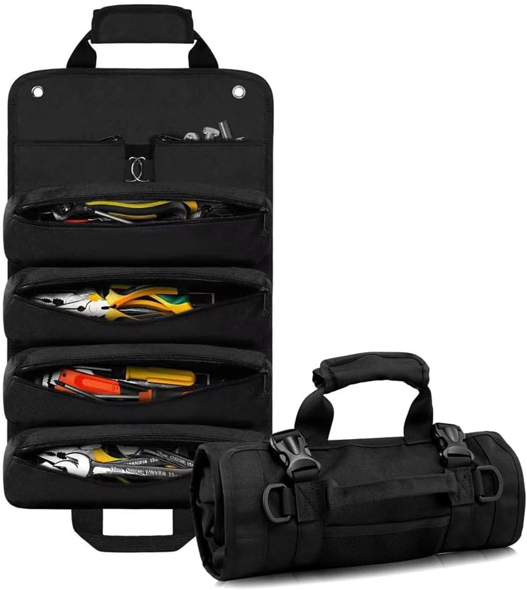 SnelShoppen - Tool Roll Organiser Roll Up Bag voor Gereedschap - Duurzaam, Grote Capaciteit, Makkelijk Mee Te Nemen, Multifunctionele Canvas Tool Roll