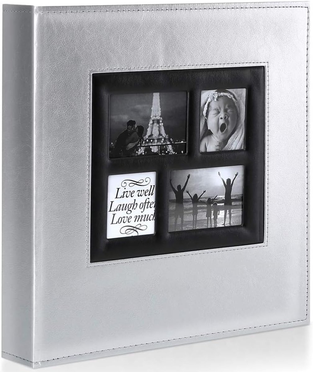 SnelShoppen - Vintage Fotoalbum 10x15 cm voor 1000 Foto's - Luxe Leer, Zwart, 200 Pagina's, Geschikt voor Bruiloft en Familie Herinneringen