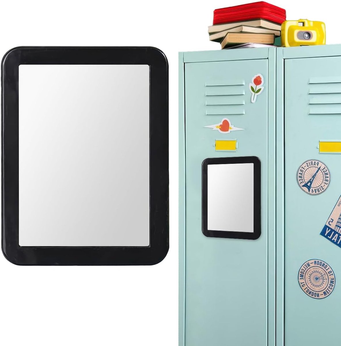 SnelShoppen - Magnetische Spiegel voor Lockers, 17.5 x 13.5 cm, Rectangulaire Make-up Spiegel, Schokbestendig, Kleine Kastspiegel voor School, Kantoor
